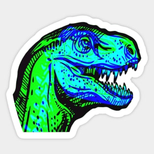 T-Rex Interactive Green&Blue Filter T-Shirt By Red&Blue Sticker